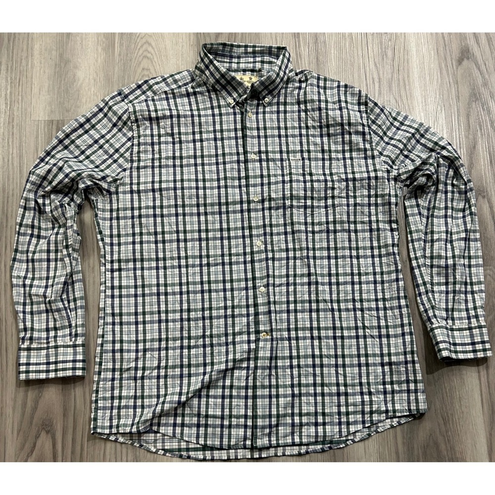 Barbour performance Plaid Button Down Shirt Green Navy White XXL Stretch luxury